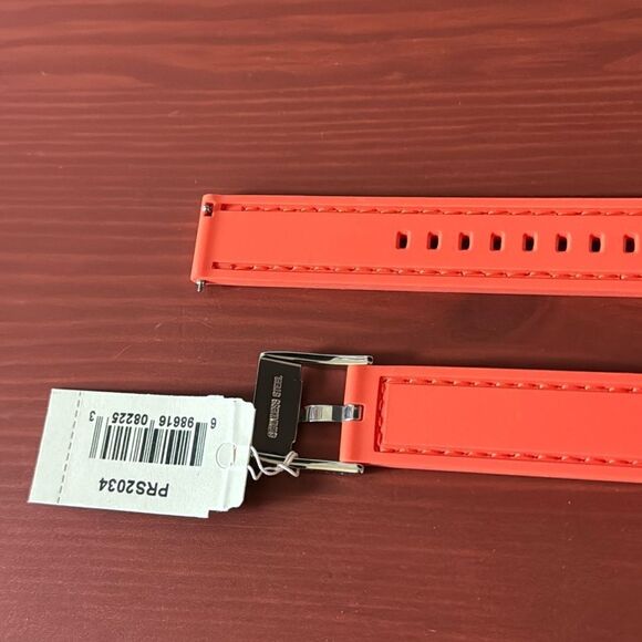 NWT Fossil Orange Watch Strap Belt Silicone Silver Buckle - Picture 6 of 10